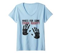 Mujer Divertida Camiseta de Rugby Que es para un Toque de Rugby Camiseta Cuello V