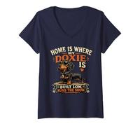 Mujer Divertida Camiseta Doxie Dog Built Low Runs The Show Dachshund Camiseta Cuello V