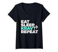 Mujer Divertida Camiseta Krav Maga - Eat Sleep Krav Maga Camiseta Cuello V