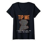 Mujer Divertida Camiseta para Cuidador de Mascotas Tip Me I Know Where Your Dog Hides It Camiseta Cuello V