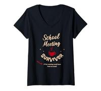 Mujer Divertida camiseta para profesores, escuela, reunión, superviviente, vida del profesor Camiseta Cuello V