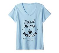 Mujer Divertida camiseta para profesores, escuela, reunión, superviviente, vida del profesor Camiseta Cuello V