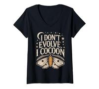 Mujer Divertida Cita gótica I Don't Evolve I Cocoon Humor sarcástico Camiseta Cuello V