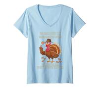 Mujer Divertida Mano de Pavo, me Gusta Mucho el espíritu del Día de Acción de Gracias Camiseta Cuello V