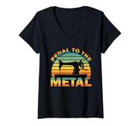 Mujer Divertida máquina de Coser Vintage Pedal To The Metal Camiseta Cuello V
