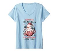 Mujer Divertida Navidad Salud Mental Sarcástico Hombres Mujeres Niños Navidad Camiseta Cuello V
