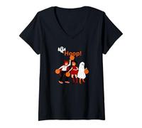 Mujer Divertida Pelota de Baloncesto de Halloween Hoop - Boo Hoops Camiseta Cuello V
