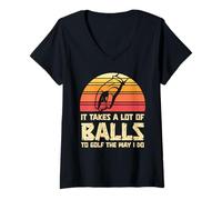 Mujer Divertida pelota de golf amantes del golf fanáticos del golf Atardecer Camiseta Cuello V