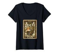 Mujer Divertida Tarjeta del Tarot del Profesor El Profesor Esqueleto graduador Camiseta Cuello V