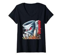 Mujer Divertida tormenta de tornados Que persigue al Monstruo Kaiju, Cazador de tormentas Camiseta Cuello V