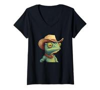 Mujer Divertida vida ranchera con un toque camaleón para los amantes de los reptiles Camiseta Cuello V