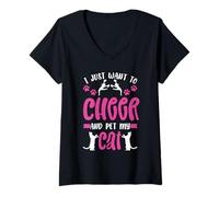 Mujer Divertidas animadoras para niñas, teñido Anudado, animadoras para Mujeres, Mascotas a mi Gato Camiseta Cuello V