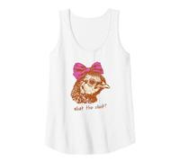 Mujer Divertidas Camisas de Humor de Pollo What The Cluck? Gallina con Lazo Camiseta sin Mangas
