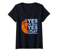 Mujer Divertidas Camisetas de Baloncesto Yes I'm Tall Basketball Player Gift Camiseta Cuello V