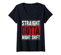 Mujer Divertidas camisetas de Nurse Night Shift Straight Out of the Night Shift Camiseta Cuello V