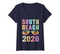 Mujer Divertidas Vacaciones de natación a South Beach 2026, Ideales para Toda la Familia Camiseta Cuello V