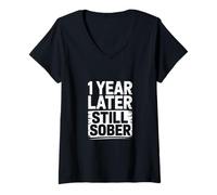 Mujer Divertido 1 año después todavía Sobrio Diciendo sobriedad Camiseta Cuello V