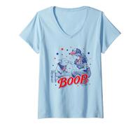 Mujer Divertido 4 de Julio Boop Farm Girl & Baby Pig Patriotic USA Camiseta Cuello V