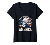 Mujer Divertido 4 de julio Dios bendiga este gran caos llamado Camiseta Cuello V