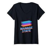 Mujer Divertido Administrar Estado Retro Dichos Programador Camiseta Cuello V