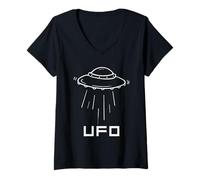 Mujer Divertido alienígena OVNI Universo Espacio Humor Regalo Hombres Mujeres Niños Camiseta Cuello V