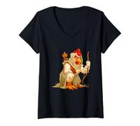Mujer Divertido Amor Pollo en Cupido Look Camiseta Cuello V