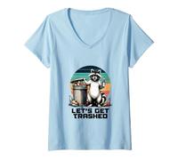 Mujer Divertido Animal de Fiesta para Beber, Mapache, de Let's Get Trashed Camiseta Cuello V