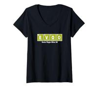 Mujer Divertido AOVE Tabla Periódica Extra Virgin Olive Oil Lovers Camiseta Cuello V