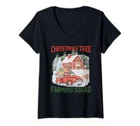 Mujer Divertido árbol de Navidad. Chiste del Agricultor Camiseta Cuello V