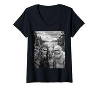 Mujer Divertido Arte críptido para Selfies con Monstruos de Bigfoot Alien Loch Ness Camiseta Cuello V