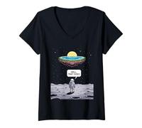 Mujer Divertido Astronauta Tierra Gone Flat Tierra Espacio Humor Mujeres Hombres Camiseta Cuello V