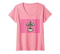 Mujer Divertido Bonsai Japonés Zen Chica Mamá Coqueta Pequeño Árbol Amigo Camiseta Cuello V