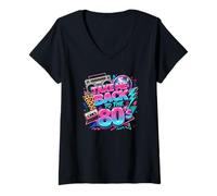 Mujer Divertido Boombox Retro estético Take Me Back to The 80's Camiseta Cuello V