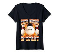 Mujer Divertido Bowling Bowler 90s Bootleg Style Who Gives A Split Camiseta Cuello V