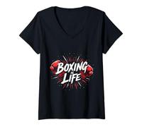 Mujer Divertido Boxeador con Cita de Boxeo, Regalo de Vida Camiseta Cuello V