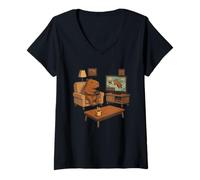 Mujer Divertido Capybara Gamer Meme Cozy Animal Gaming Broma Juego Retro Camiseta Cuello V