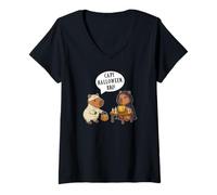 Mujer Divertido Capybaras Cómic Diseño Capy Halloween Bro Camiseta Cuello V