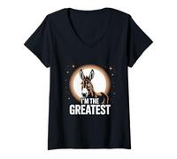 Mujer Divertido Cartel de Burro con el Texto «I'm The Greatest Silhouette Proud Donkey» Camiseta Cuello V
