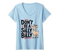 Mujer Divertido Chiste Animal de Oveja Billy Cordero para niños Camiseta Cuello V