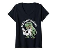 Mujer Divertido Codeosaurio Guerrero Dinosaurio Lectura Periódico Camiseta Cuello V