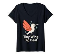 Mujer Divertido Colibrí Meme Pájaro Pequeño Gran Energía Néctar Naturaleza Camiseta Cuello V