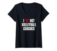 Mujer Divertido corazón Rojo de I Love Hot Volleyball Coach Camiseta Cuello V