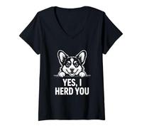 Mujer Divertido Corgi Diciendo Que sí te pasé un Juego de Palabras de Perro Camiseta Cuello V