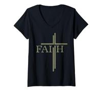 Mujer Divertido Cristo Cristiano Religioso Mujeres Hombres Fe Cruz Camiseta Cuello V