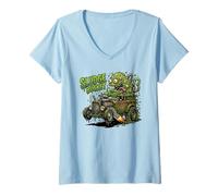 Mujer Divertido Cubo de Lodos Crazy Hotrod Rat Rod Race Car Cartoon Camiseta Cuello V