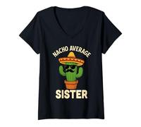 Mujer Divertido cumpleaños de Hermanas Cinco de Mayo Nacho Average Sisters Camiseta Cuello V