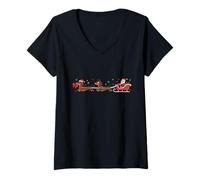 Mujer Divertido Dachshund Santa Delivery Crew Humor navideño Camiseta Cuello V