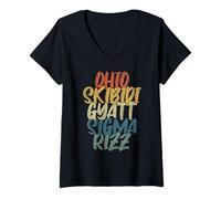 Mujer Divertido Dank Meme Ohio Skibidi Gyatt Sigma Rizz - Sigma Camiseta Cuello V