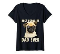 Mujer Divertido de Bulldog francés para papá francés Camiseta Cuello V