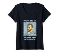 Mujer Divertido: Despiértame Antes de Que te vayas, Van Gogh, el Genio desordenado Maestro Camiseta Cuello V